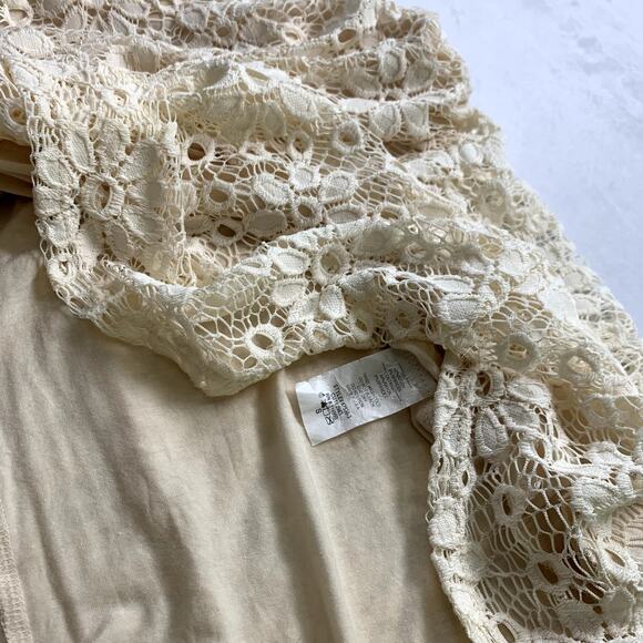Ginger G Floral Knit Above Knee A-Line Lace Dress Lined Off White Cream Size S - Picture 15 of 16